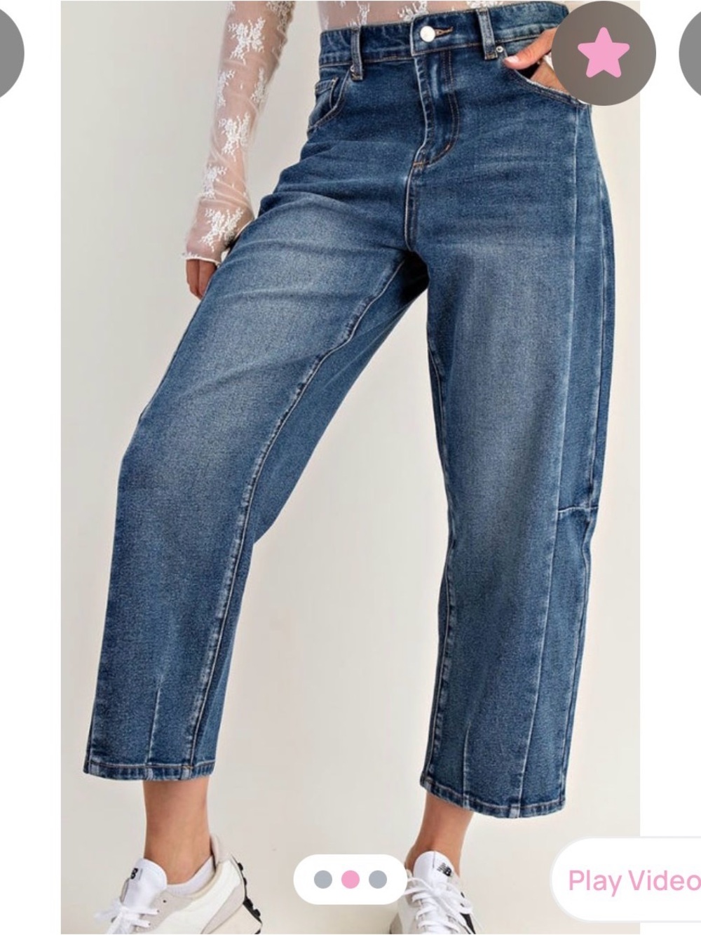 Eesome High Waist Slightly Barrel Leg Blue Denim Jeans